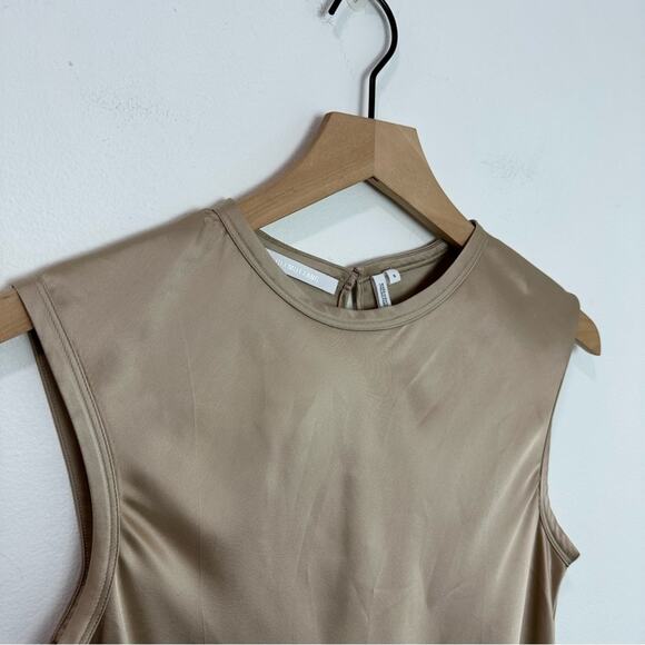 Helmut Lang Hem Drape Tie Tank Top Butter Gold Tan size Small - Picture 2 of 8